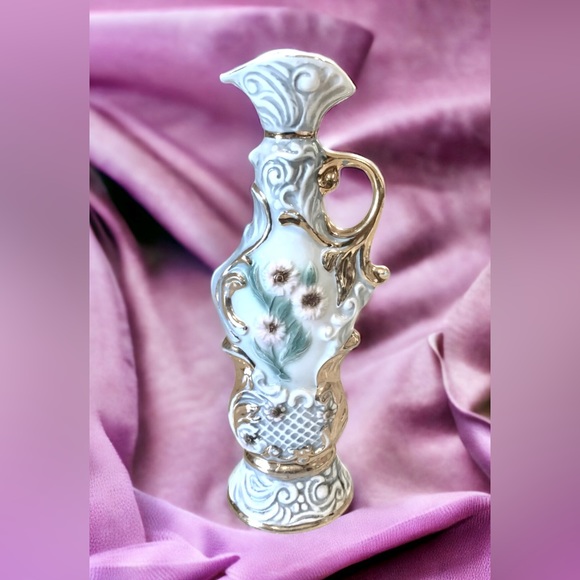 Vintage Other - Vintage Jim Beam Collectible Decanter Ceramic Floral Gold, Pink, Green & White